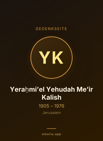 Gedenkportrait von Yeraḥmiʼel Yehudah Meʼir Kalish