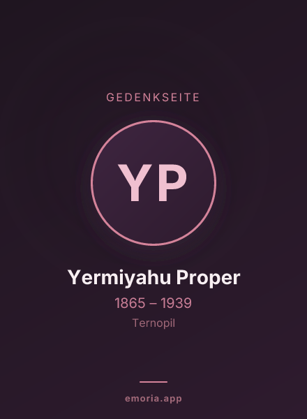 Gedenkportrait von Yermiyahu Proper