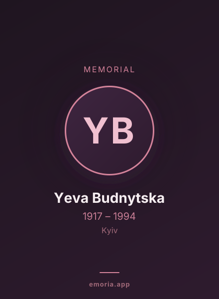 Memorial portrait of Yeva Budnytska
