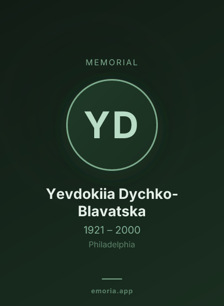 Memorial portrait of Yevdokiia Dychko-Blavatska