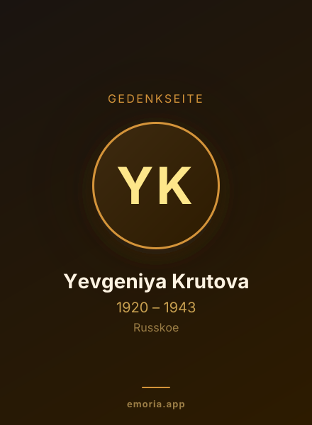 Gedenkportrait von Yevgeniya Krutova