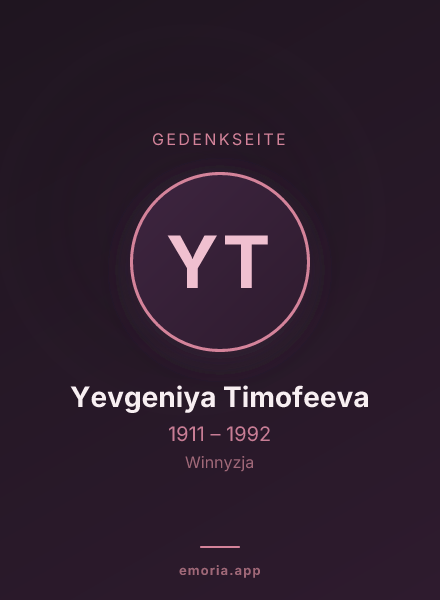 Gedenkportrait von Yevgeniya Timofeeva
