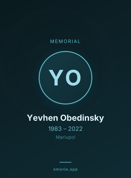 Memorial portrait of Yevhen Obedinsky