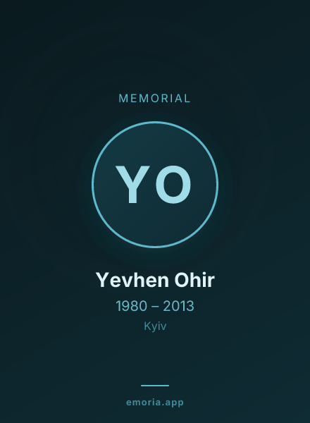 Memorial portrait of Yevhen Ohir