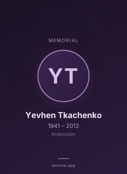 Memorial portrait of Yevhen Tkachenko