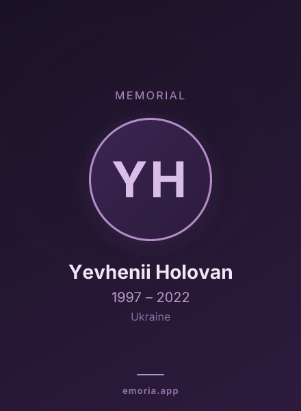 Memorial portrait of Yevhenii Holovan