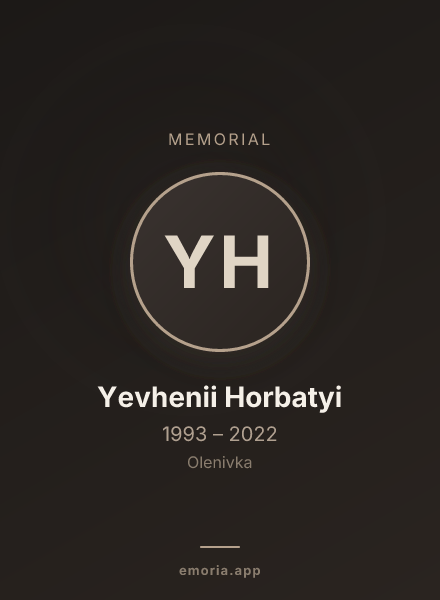 Memorial portrait of Yevhenii Horbatyi