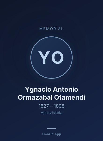 Memorial portrait of Ygnacio Antonio Ormazabal Otamendi