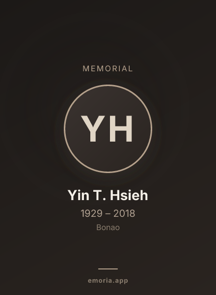 Memorial portrait of Yin T. Hsieh