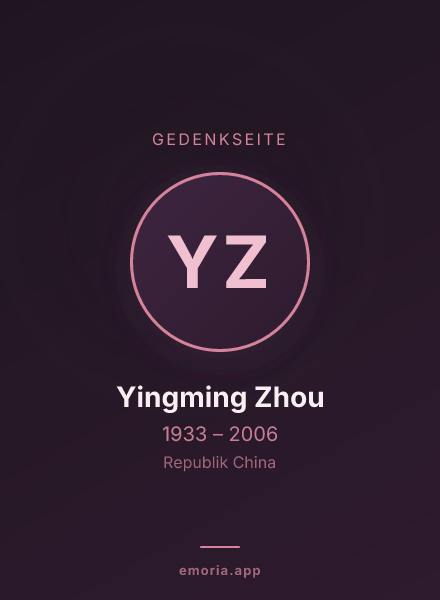 Gedenkportrait von Yingming Zhou