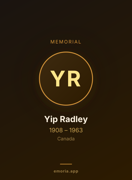 Memorial portrait of Yip Radley