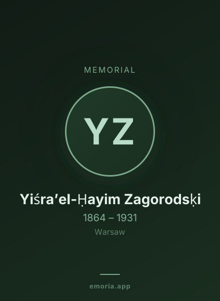 Memorial portrait of Yiśraʼel-Ḥayim Zagorodsḳi