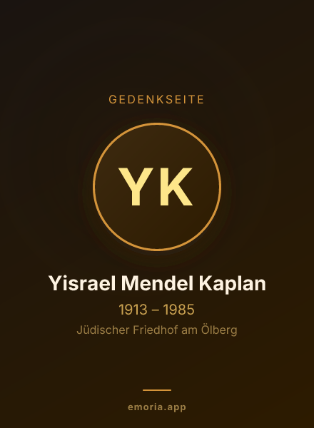 Gedenkportrait von Yisrael Mendel Kaplan