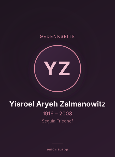 Gedenkportrait von Yisroel Aryeh Zalmanowitz