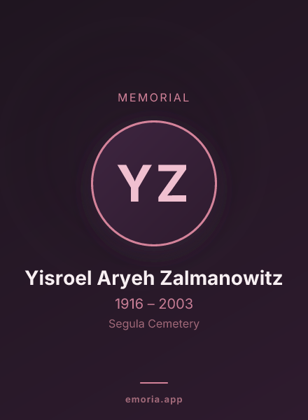 Memorial portrait of Yisroel Aryeh Zalmanowitz