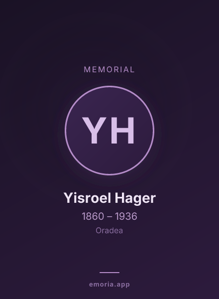 Memorial portrait of Yisroel Hager