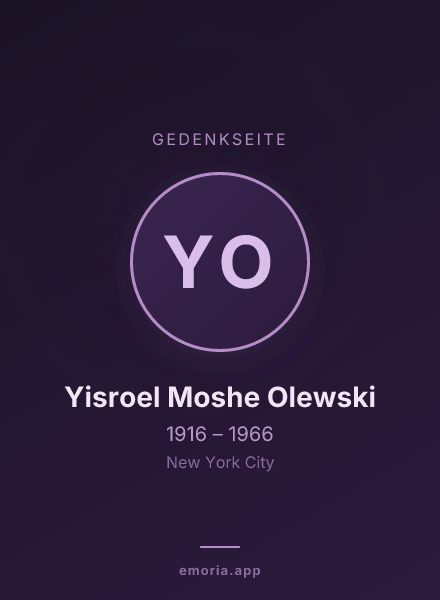 Gedenkportrait von Yisroel Moshe Olewski