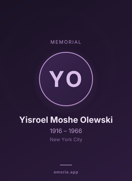 Memorial portrait of Yisroel Moshe Olewski