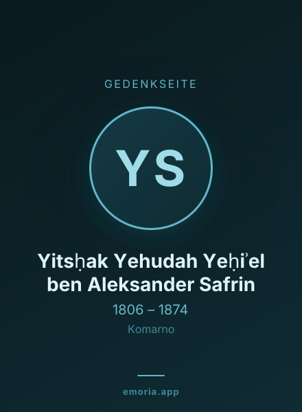 Gedenkportrait von Yitsḥak Yehudah Yeḥiʾel ben Aleksander Safrin