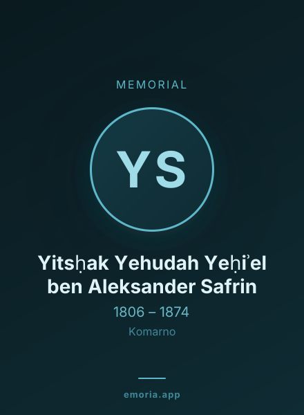 Memorial portrait of Yitsḥak Yehudah Yeḥiʾel ben Aleksander Safrin