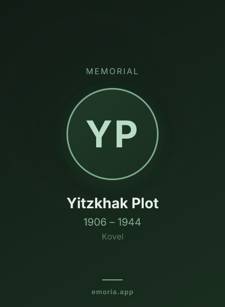 Memorial portrait of Yitzkhak Plot
