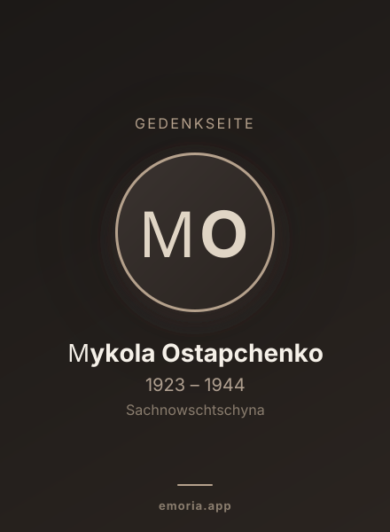 Gedenkportrait von Мykola Ostapchenko