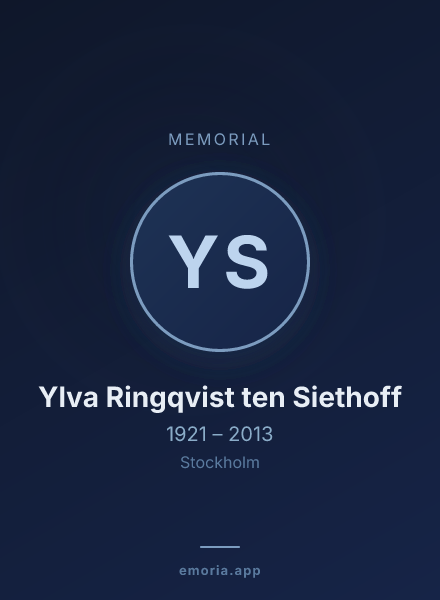 Memorial portrait of Ylva Ringqvist ten Siethoff