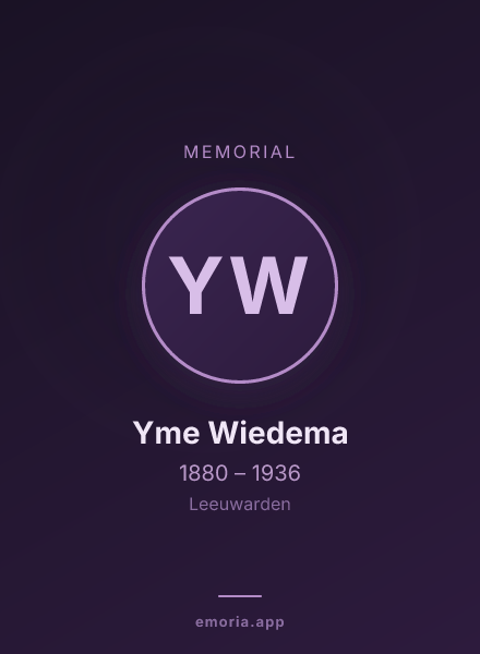 Memorial portrait of Yme Wiedema