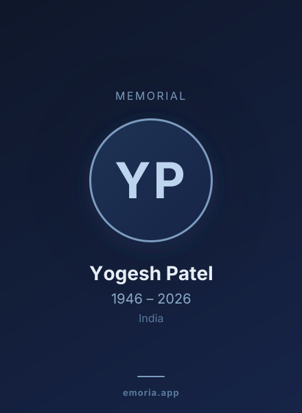 Memorial portrait of Yogesh Patel