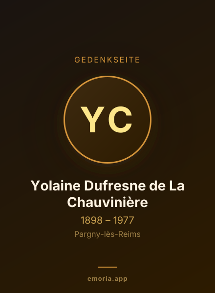 Gedenkportrait von Yolaine Dufresne de La Chauvinière