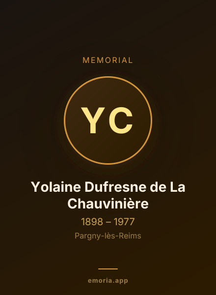Memorial portrait of Yolaine Dufresne de La Chauvinière