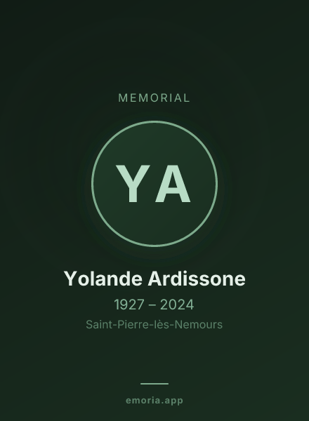 Memorial portrait of Yolande Ardissone