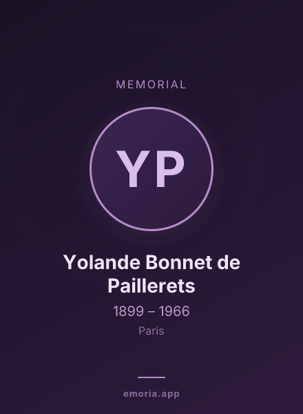 Memorial portrait of Yolande Bonnet de Paillerets