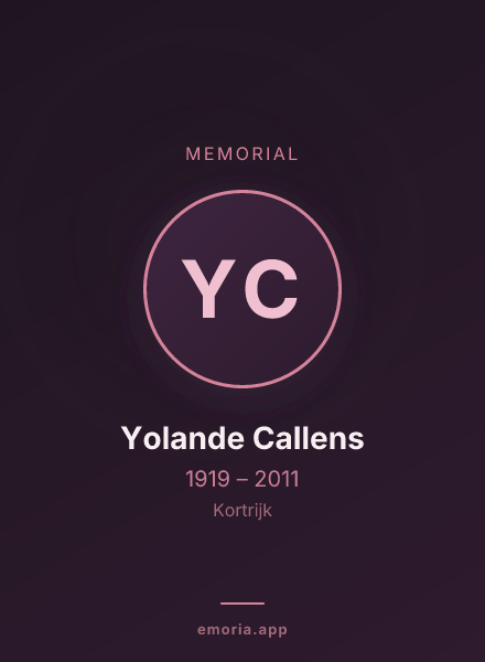 Memorial portrait of Yolande Callens