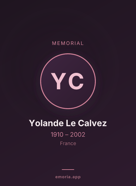 Memorial portrait of Yolande Le Calvez