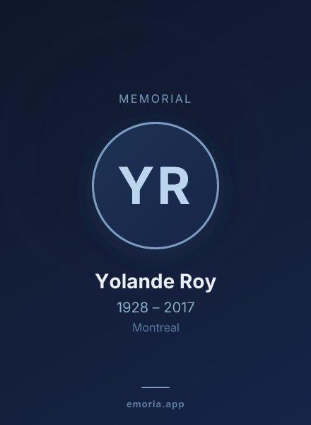 Memorial portrait of Yolande Roy