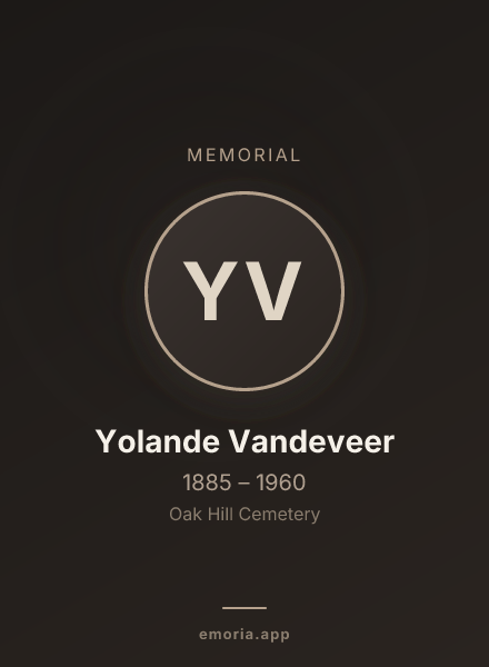 Memorial portrait of Yolande Vandeveer