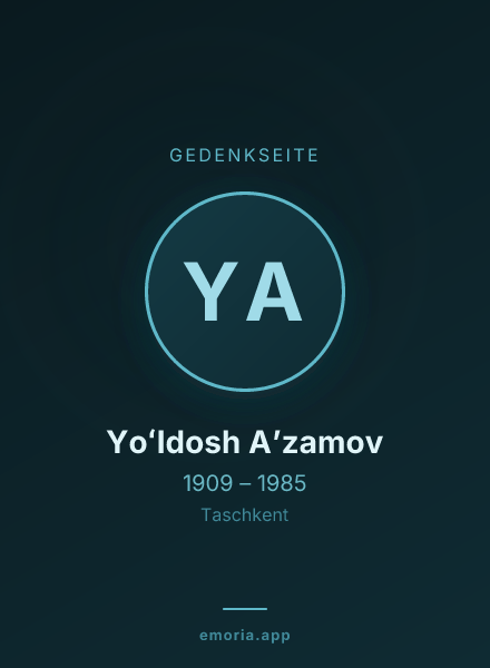 Gedenkportrait von Yoʻldosh Aʼzamov