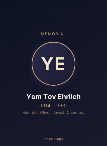 Memorial portrait of Yom Tov Ehrlich