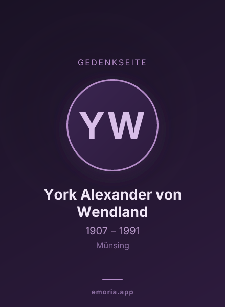 Gedenkportrait von York Alexander von Wendland