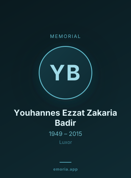 Memorial portrait of Youhannes Ezzat Zakaria Badir