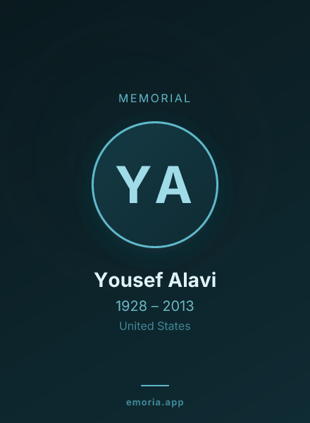 Memorial portrait of Yousef Alavi