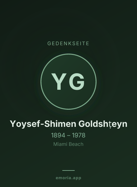 Gedenkportrait von Yoysef-Shimen Goldshṭeyn