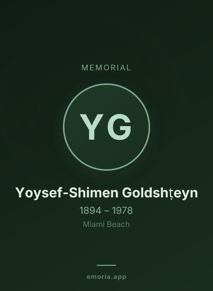 Memorial portrait of Yoysef-Shimen Goldshṭeyn