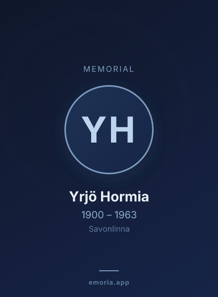 Memorial portrait of Yrjö Hormia