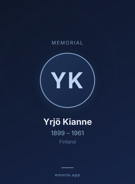 Memorial portrait of Yrjö Kianne
