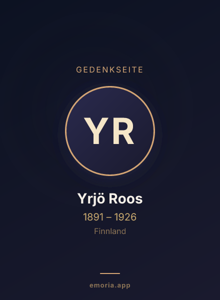 Gedenkportrait von Yrjö Roos