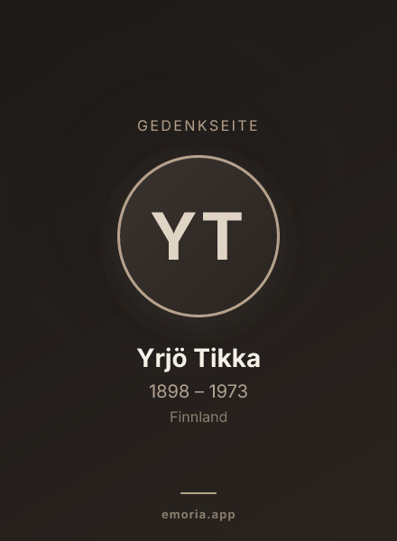Gedenkportrait von Yrjö Tikka