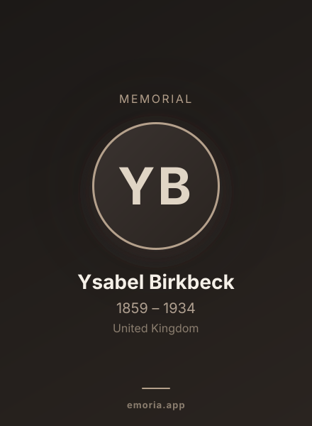 Memorial portrait of Ysabel Birkbeck