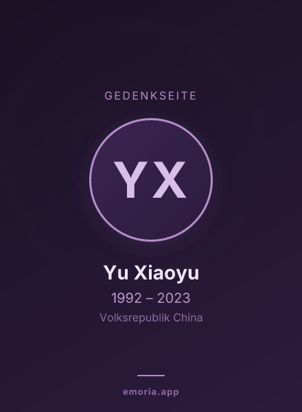 Gedenkportrait von Yu Xiaoyu